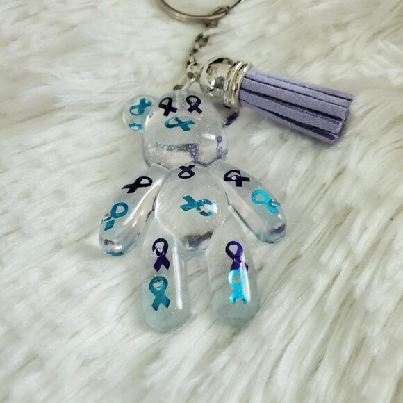 Suicide Awareness Ribbon Bear Keychain - Picture 4 of 8